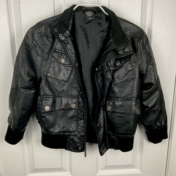 Shaun White Boys Black Faux Leather Jacket with Asymmetrical Details, Size XS - Picture 1 of 11